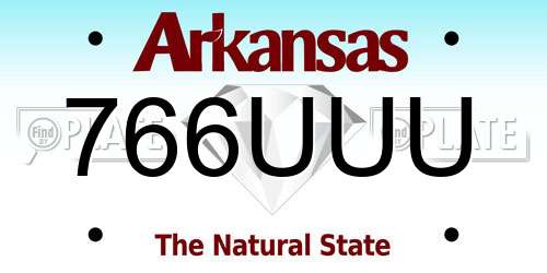 766UUU Arkansas License Plate