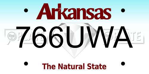 766UWA Arkansas License Plate