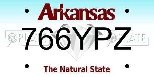 766YPZ Arkansas License Plate