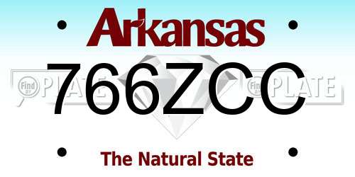 766ZCC Arkansas License Plate