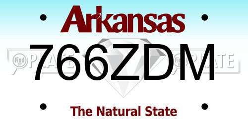 766ZDM Arkansas License Plate