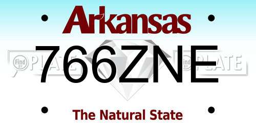 766ZNE Arkansas License Plate