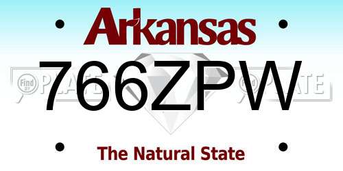 766ZPW Arkansas License Plate