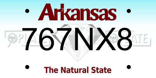 767NX8 Arkansas License Plate