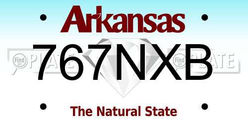 767NXB Arkansas License Plate