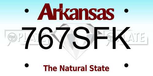 767SFK Arkansas License Plate