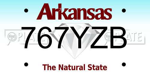 767YZB Arkansas License Plate