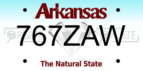 767ZAW Arkansas License Plate