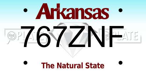 767ZNF Arkansas License Plate