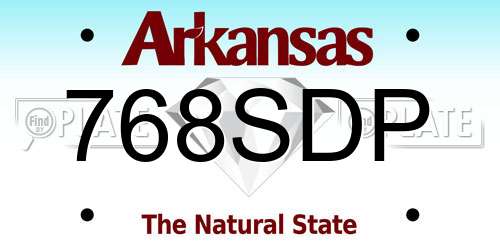 768SDP Arkansas License Plate