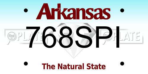 768SPI Arkansas License Plate
