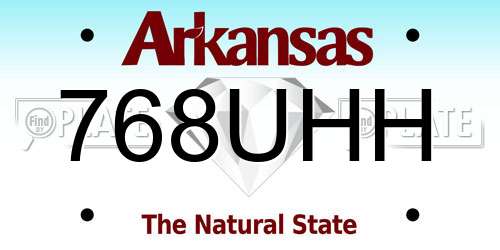 768UHH Arkansas License Plate