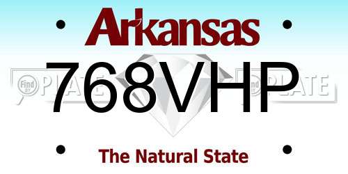 768VHP Arkansas License Plate