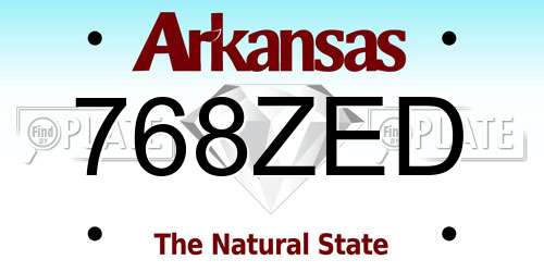 768ZED Arkansas License Plate