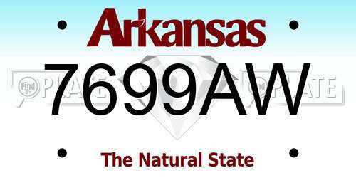 7699AW Arkansas License Plate