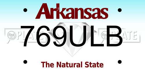 769ULB Arkansas License Plate