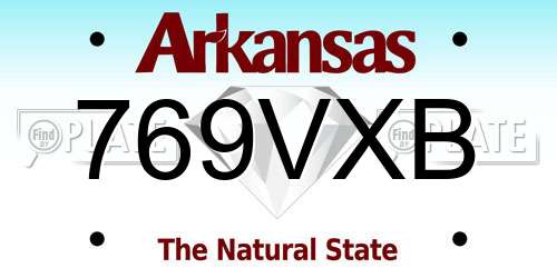 769VXB Arkansas License Plate