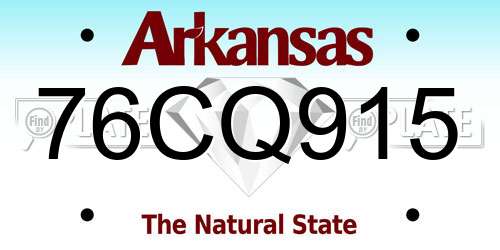 76CQ915 Arkansas License Plate