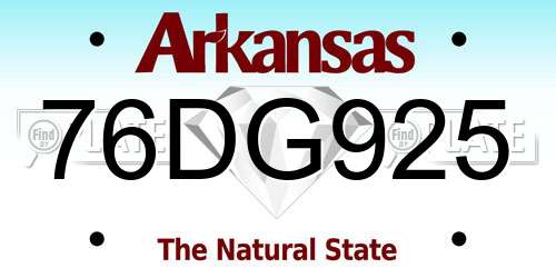 76DG925 Arkansas License Plate
