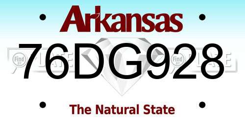 76DG928 Arkansas License Plate