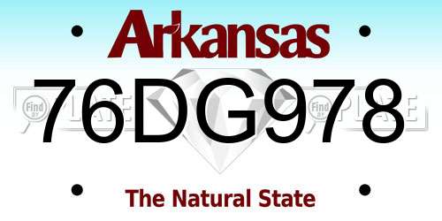 76DG978 Arkansas License Plate