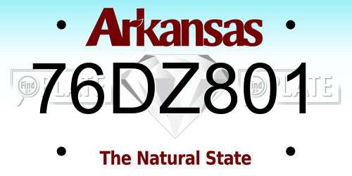 76DZ801 Arkansas License Plate