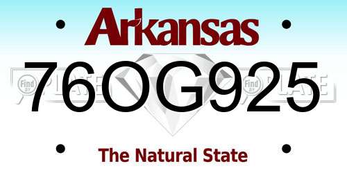 76OG925 Arkansas License Plate