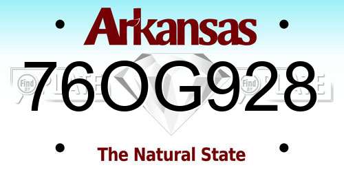 76OG928 Arkansas License Plate