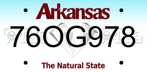 76OG978 Arkansas License Plate