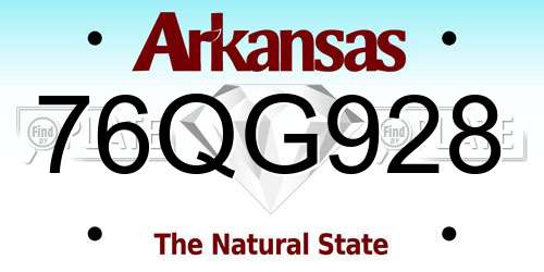 76QG928 Arkansas License Plate