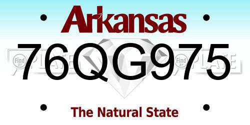 76QG975 Arkansas License Plate