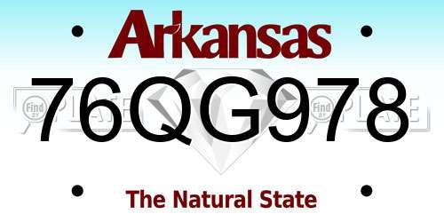 76QG978 Arkansas License Plate