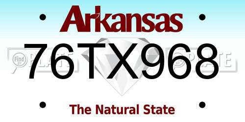 76TX968 Arkansas License Plate