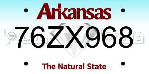 76ZX968 Arkansas License Plate