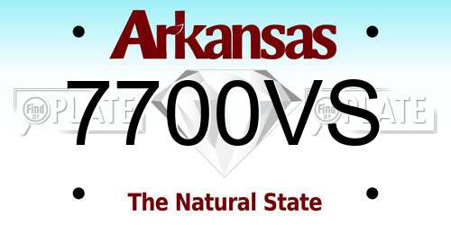 7700VS Arkansas License Plate