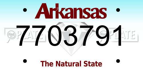 7703791 Arkansas License Plate