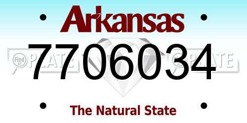 7706034 Arkansas License Plate