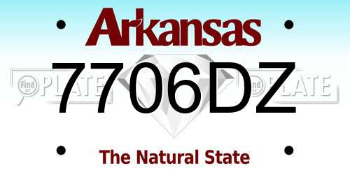 7706DZ Arkansas License Plate
