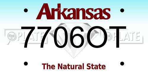 7706OT Arkansas License Plate