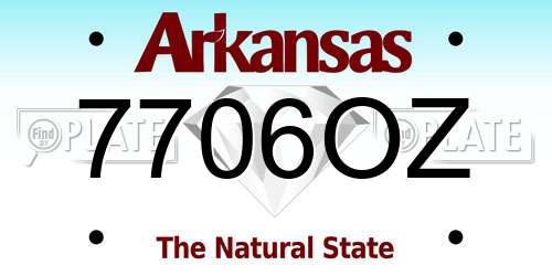7706OZ Arkansas License Plate