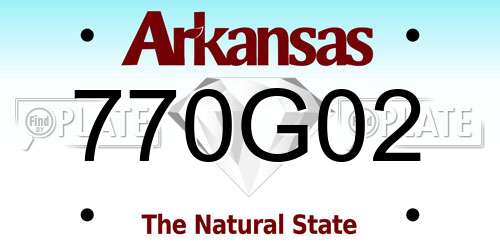 770G02 Arkansas License Plate