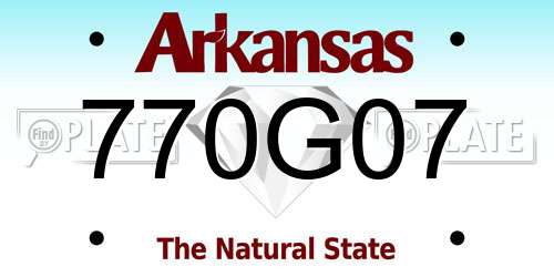 770G07 Arkansas License Plate