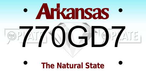 770GD7 Arkansas License Plate