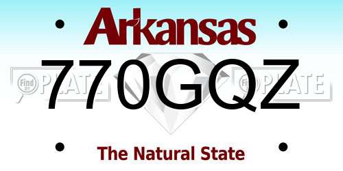 770GQZ Arkansas License Plate