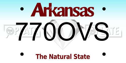 770OVS Arkansas License Plate