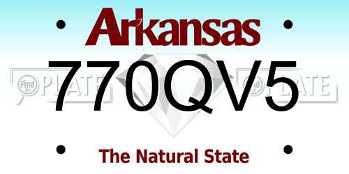 770QV5 Arkansas License Plate
