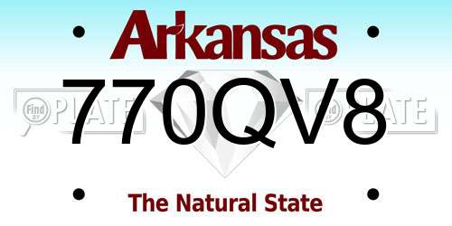 770QV8 Arkansas License Plate