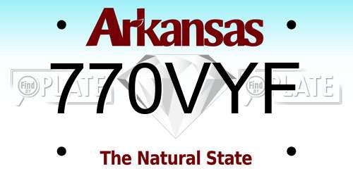 770VYF Arkansas License Plate