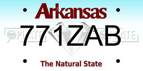 771ZAB Arkansas License Plate