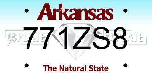 771ZS8 Arkansas License Plate